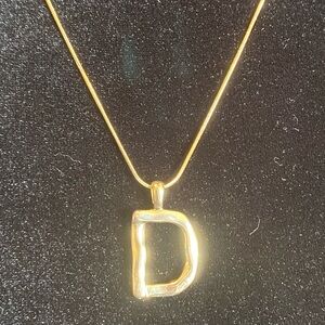 Gold Tone Adjustable Slider Necklace with “D” Pendant NWT